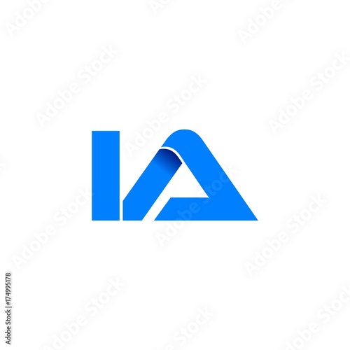 Fényképezés ia logo initial logo vector modern blue fold style