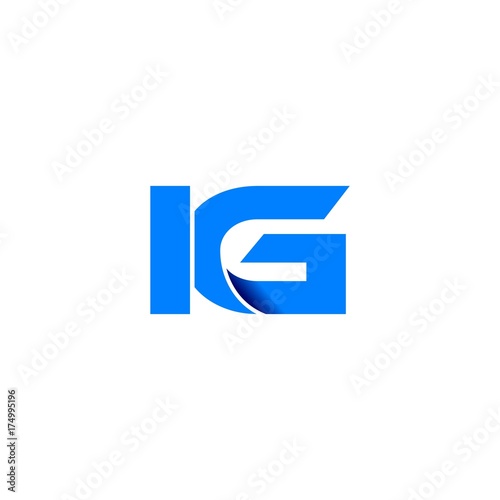 ig logo initial logo vector modern blue fold style