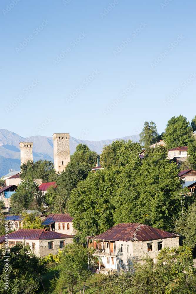 Obraz premium wieś Mestia w Gruzji