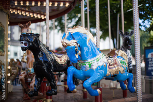 Fototapeta Naklejka Na Ścianę i Meble -  Blue Horse, Merry Go Round 
