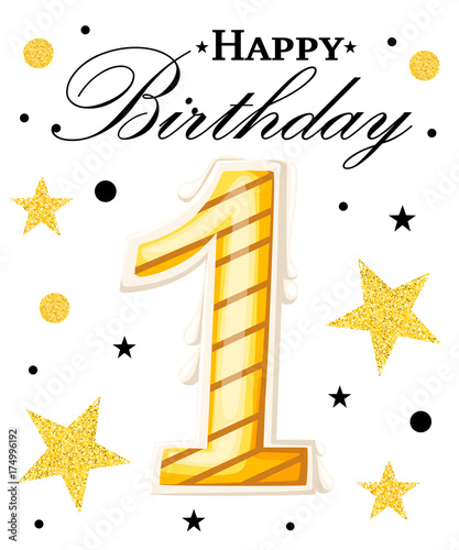 First Year Anniversary Celebration Design One year anniversary background with red ribbon and confetti on white. Poster or brochure template. Vector illustration. Web site page and mobile app