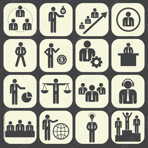 Human resources and management icon set. Vector illustration.