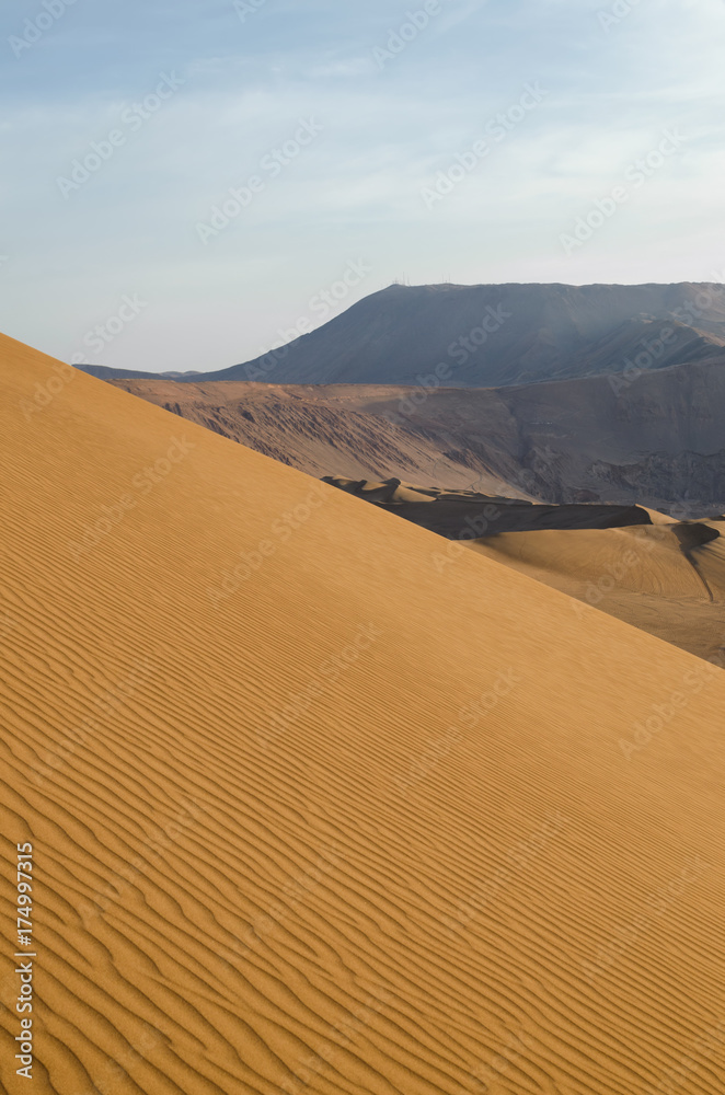 Stunning view to sand dunes and mountains