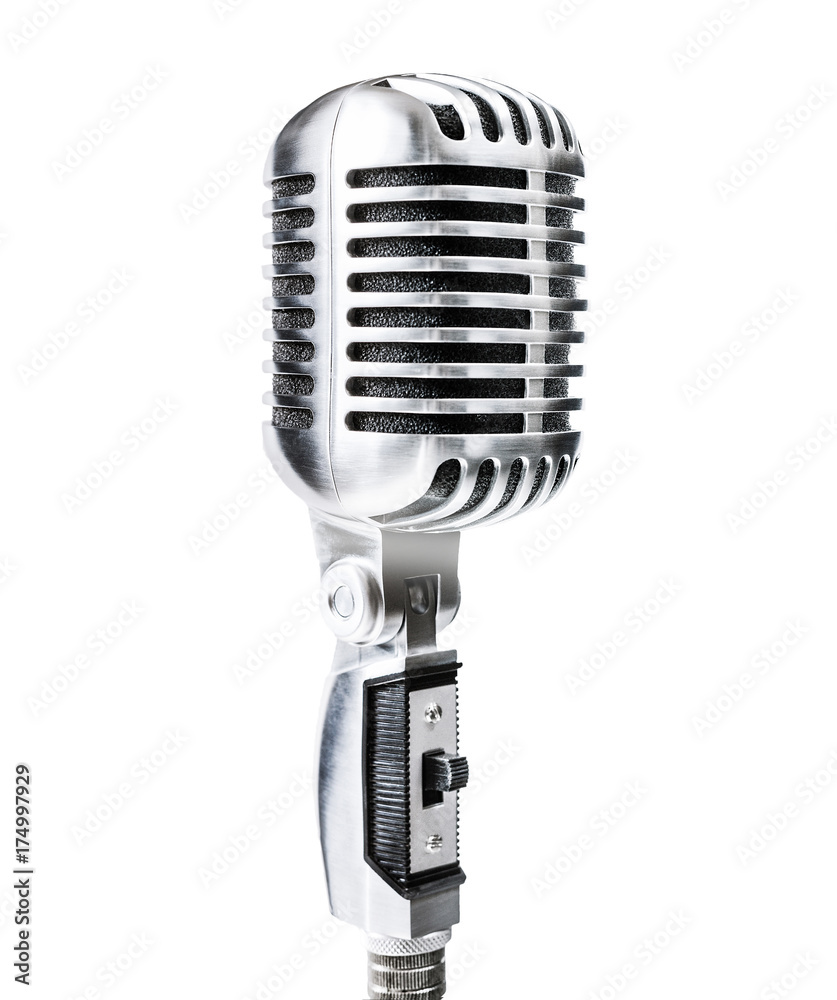Fototapeta premium retro microphone isolated on white