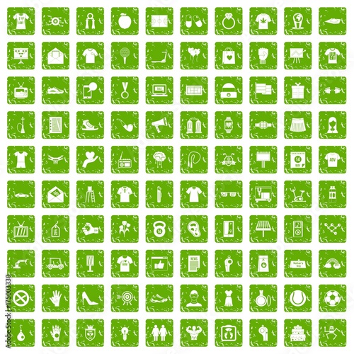 100 t-shirt icons set grunge green
