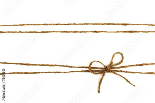 Burlap rope bow isolated on white background photo