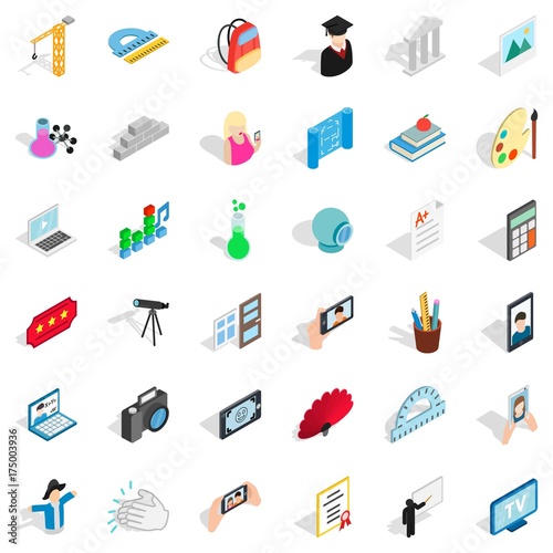 Photo icons set, isometric style