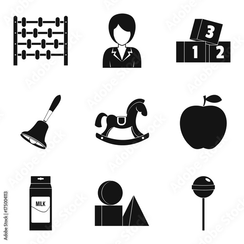 Games with sister icons set, simple style