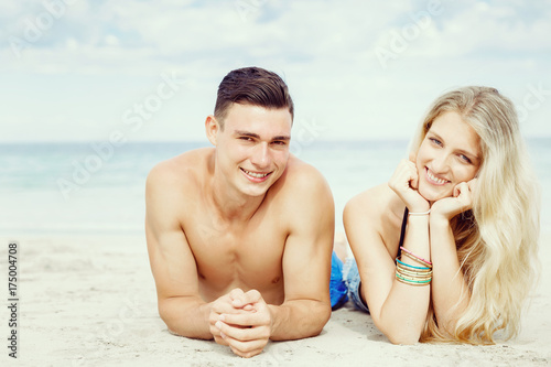 Romantic young couple on the beach