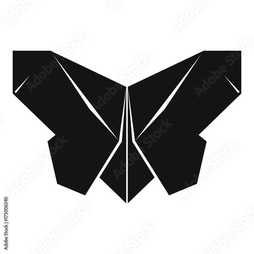 Origami butterfly icon, simple black style