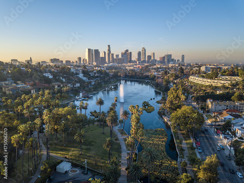 Canvas Print Drone view on Echo Park, Los Angeles