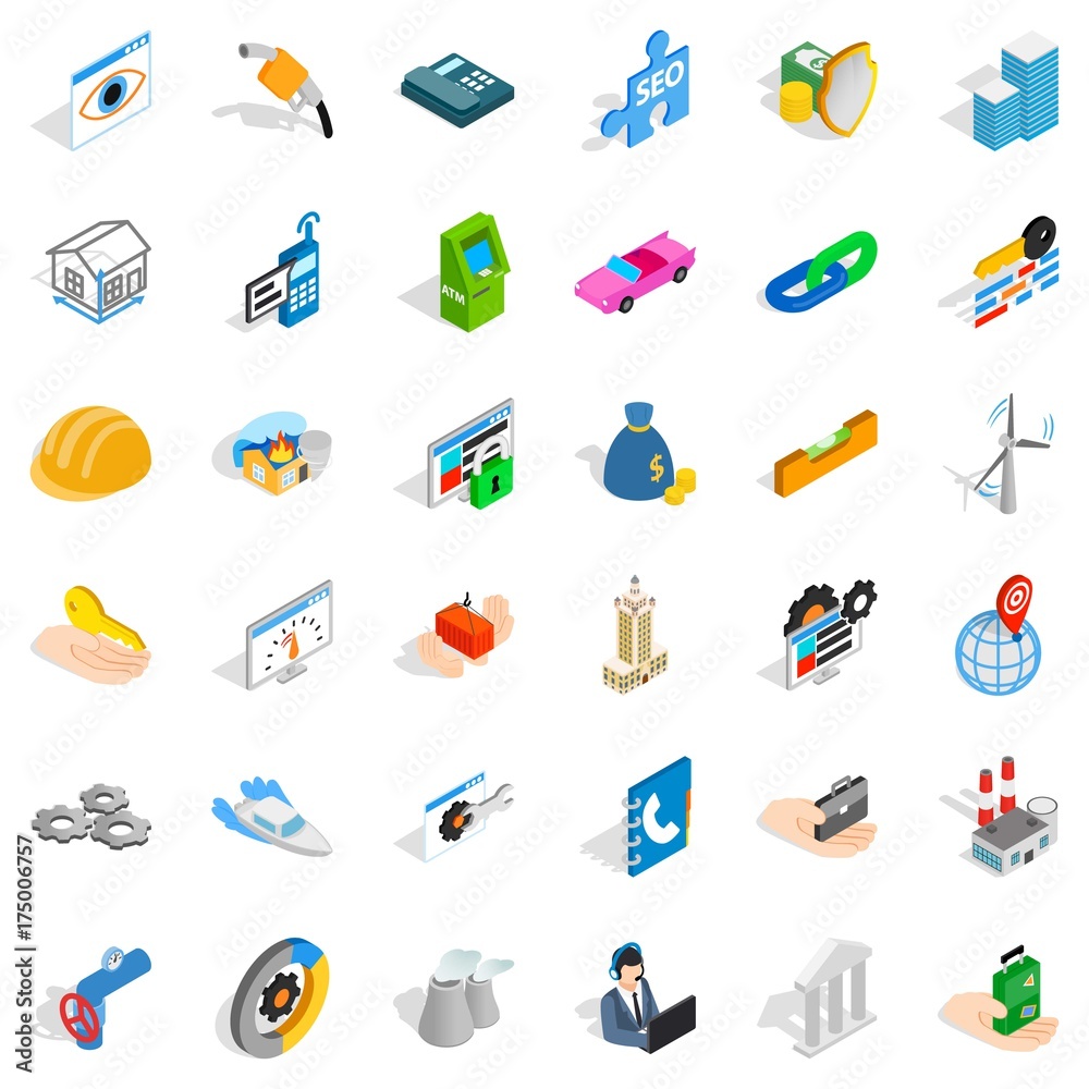 Gear icons set, isometric style Gear icons set, isometric style