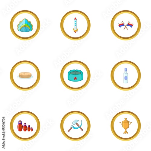 Free Download Russian culture icons set, cartoon style - GFXLoad