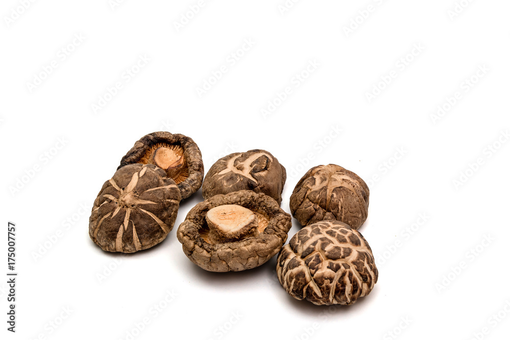Isolated dried shiitake pattern and a white background. ( clipping path )