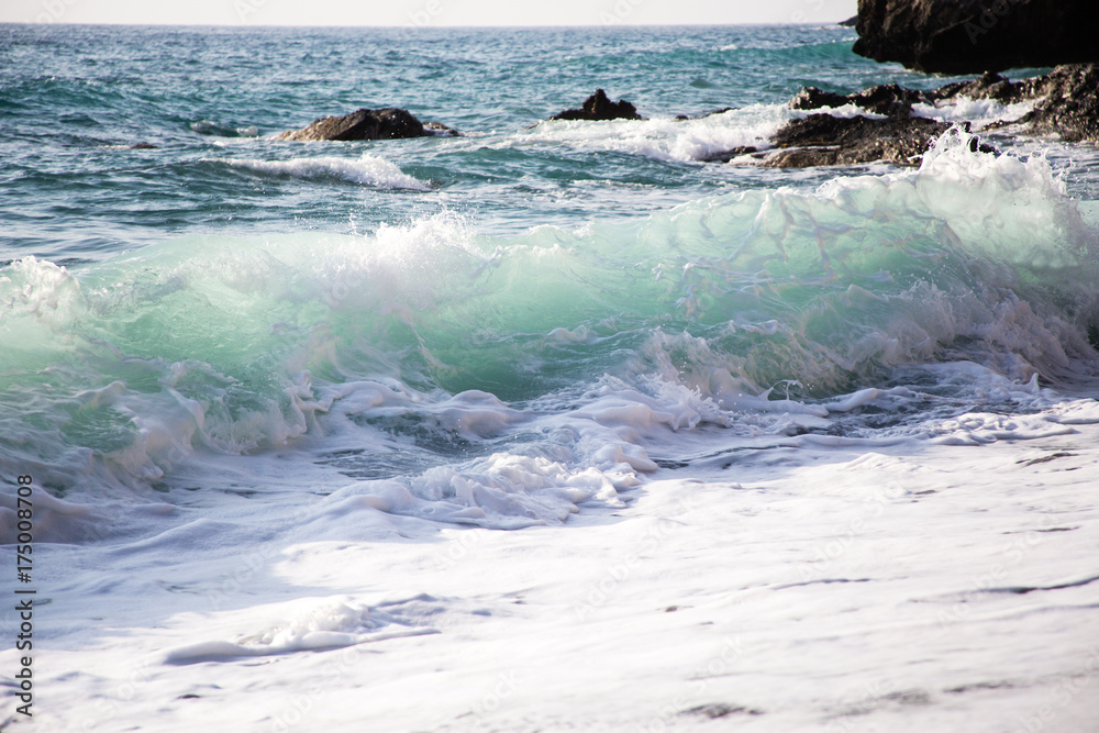 Fototapeta premium Beautiful wave crushing at the shore