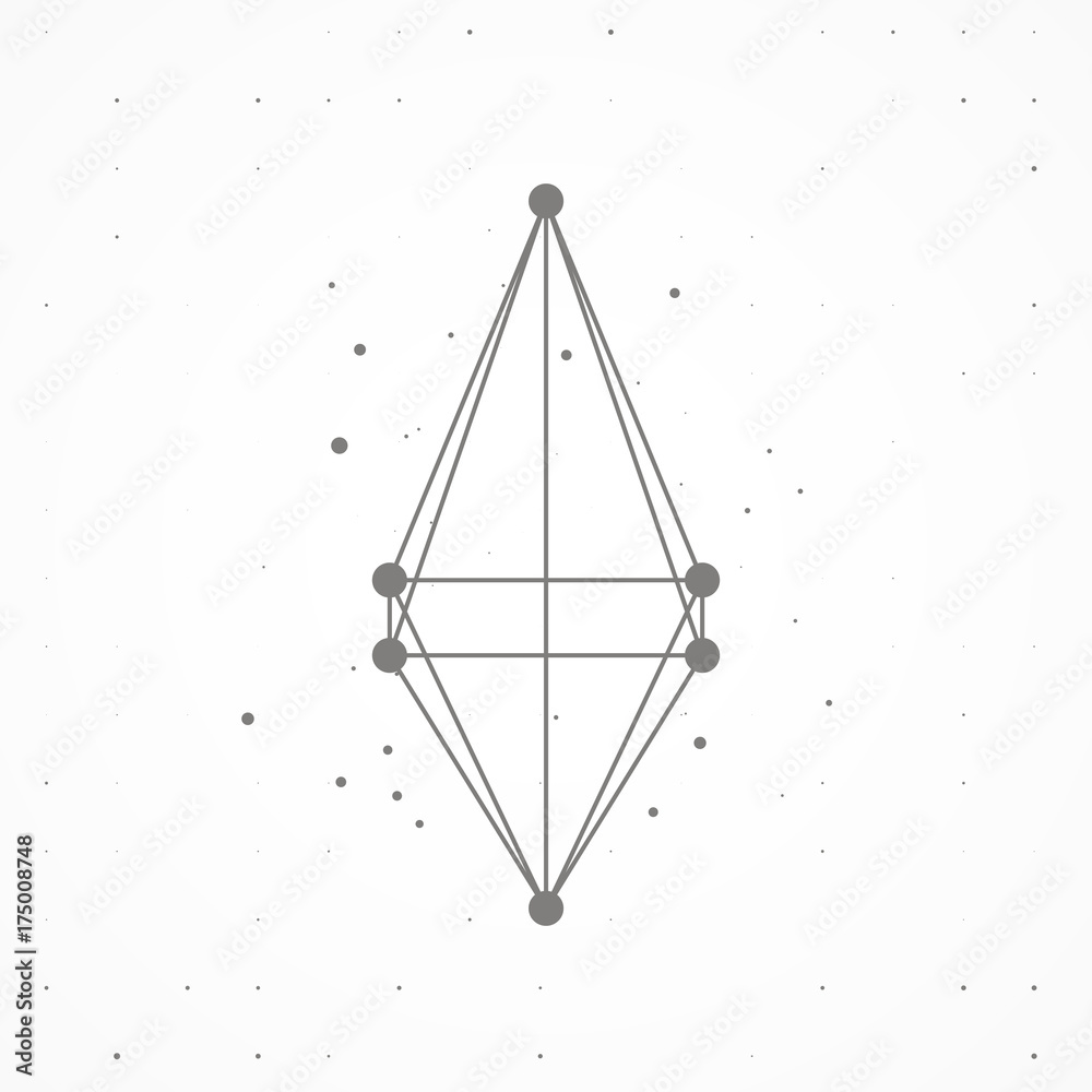 Wireframe polygonal elements, abstract futuristic illustration