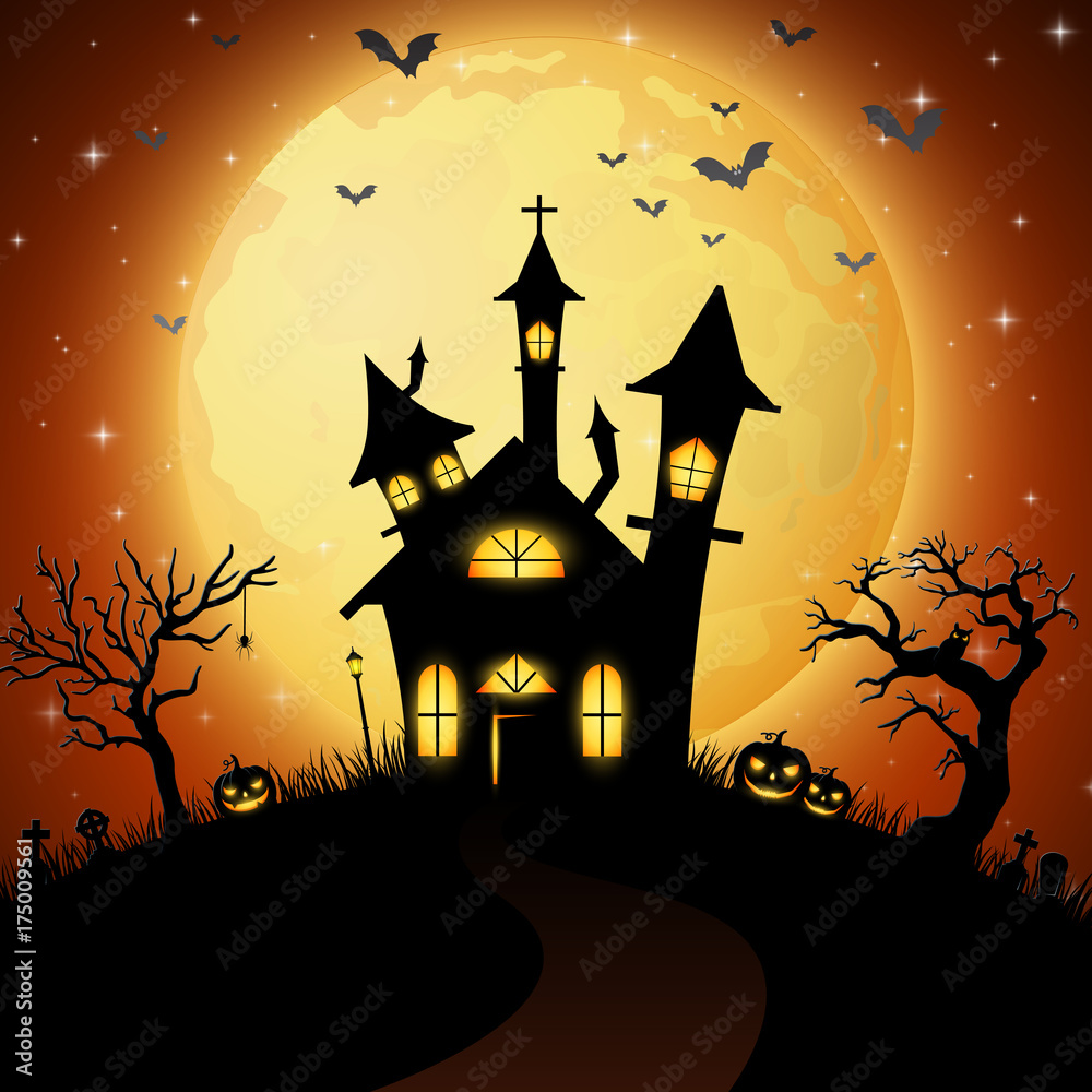 Halloween background with scary church