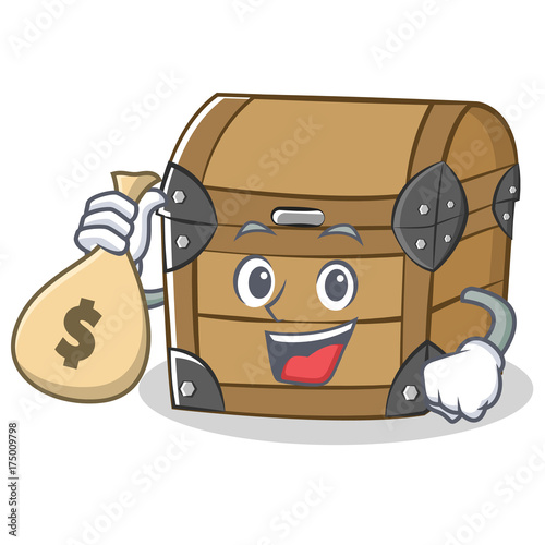 With money bag chest character cartoon style