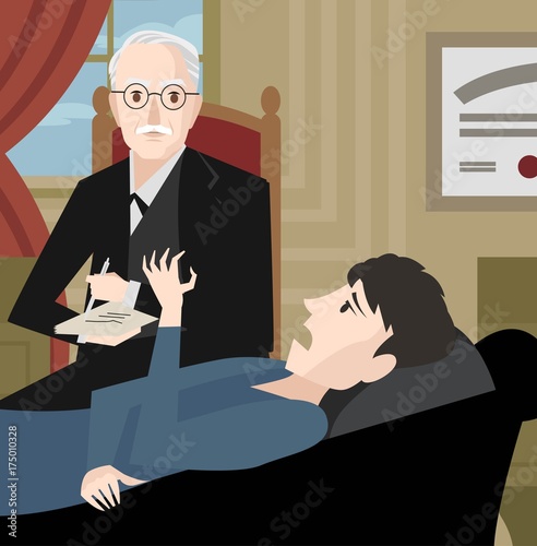 great Swiss psychiatrist with patient in room