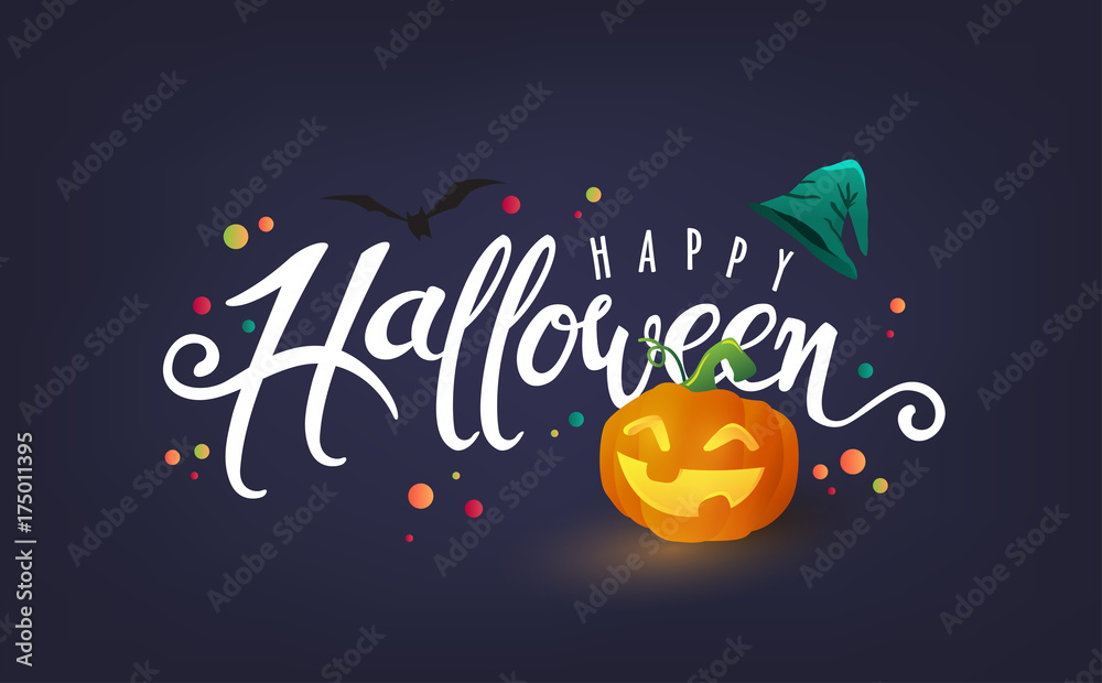 Fototapeta premium Happy Halloween calligraphy. banners party invitation.Vector illustration.