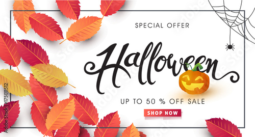 Happy Halloween calligraphy. banners party invitation.Vector illustration.