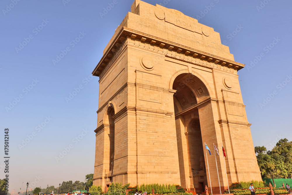 India Gate, one of the landmarks in New Delhi, India. It is originally called the All India War Memorial, for the 70,000 dead Indian soldiers in the wars.