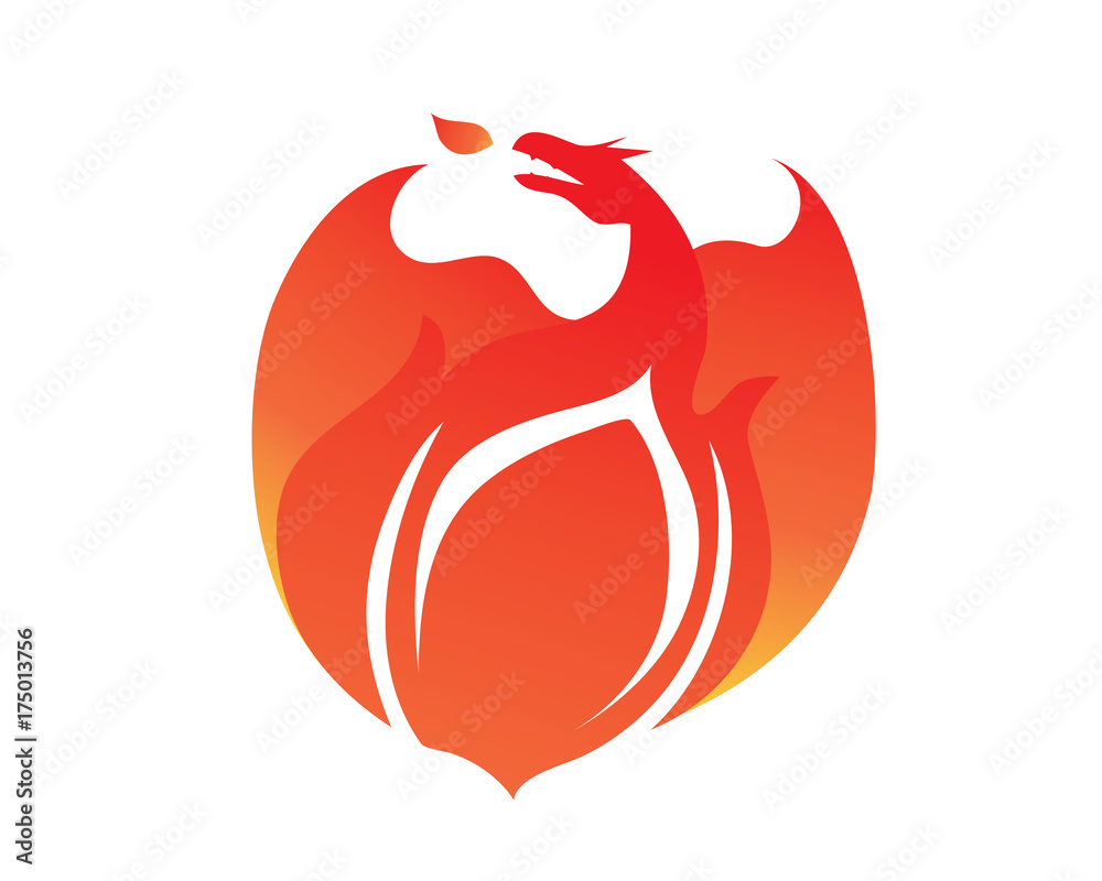 Fototapeta premium Modern Flaming On Fire Phoenix Logo