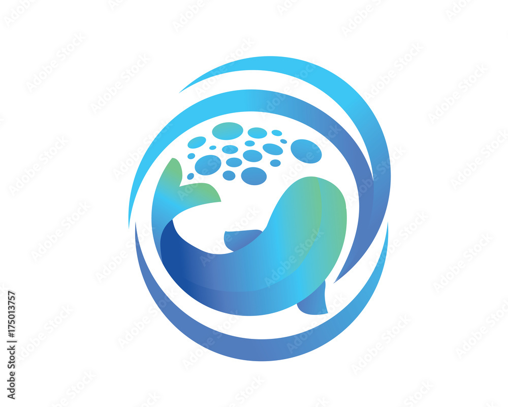 Modern Swimming Fish Zen Balance Logo Modern Swimming Fish Zen Balance Logo