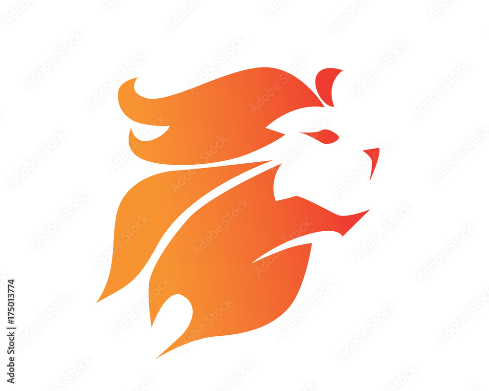 Fototapeta premium Nowoczesne logo Flaming Brave Lion
