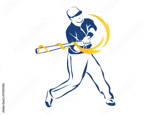Passionate Professional Baseball Sports Athlete In Action Logo 