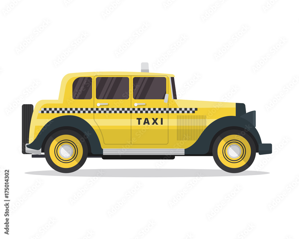 Modern Urban Yellow Taxi Vehicle Illustration 