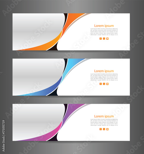 Set three colorful abstract modern banner texture. Vector banner background for web banner design