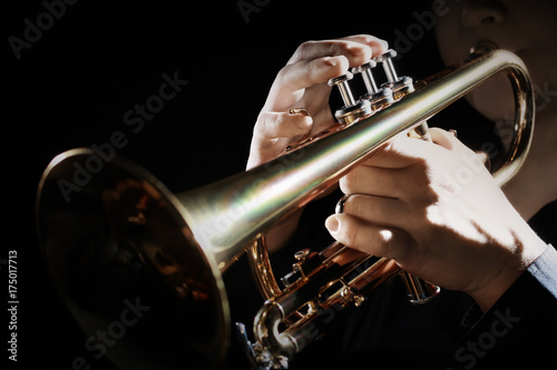 Photography Trumpet instrument. Music player trumpeter jazz playing