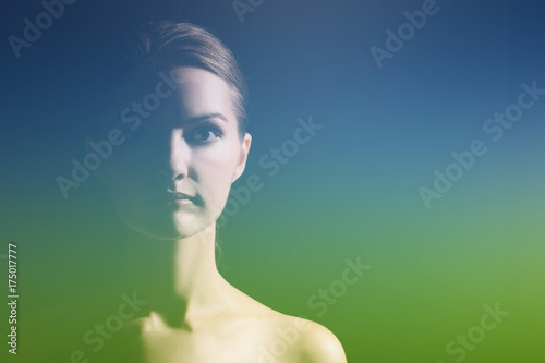 Colorful portrait of caucasian woman. photo