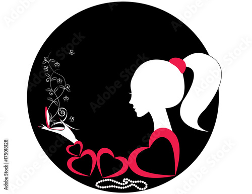 Profile of a girl or a woman. vector