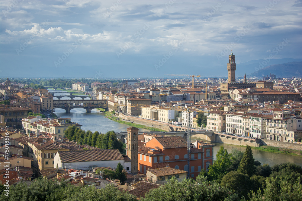 Looking out over the river Arno and the lovely Florence skyline.