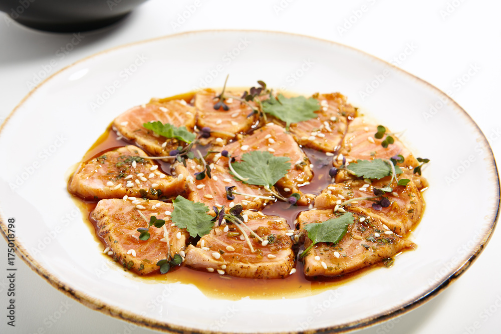 Special dishes of Pan-Asian cuisine in white plate Special dishes of Pan-Asian cuisine in white plate