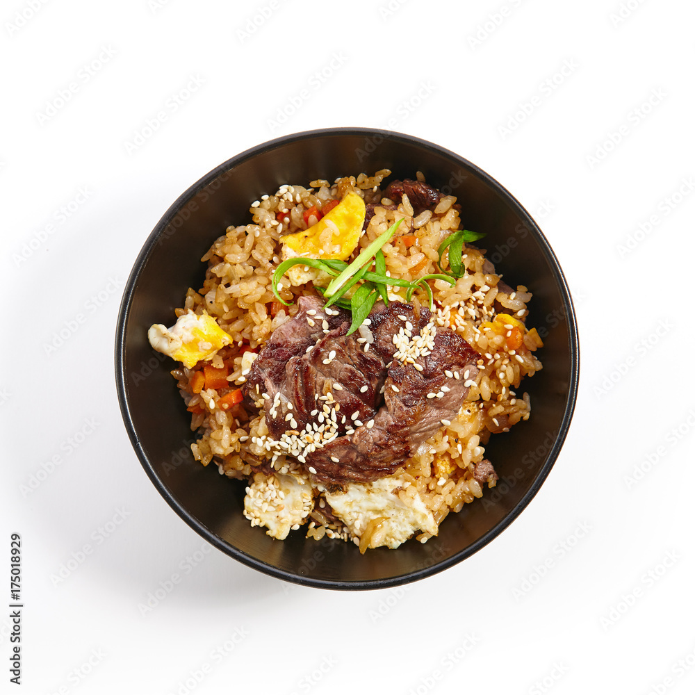 Special dishes of Pan-Asian cuisine in dark iron plate Special dishes of Pan-Asian cuisine in dark iron plate