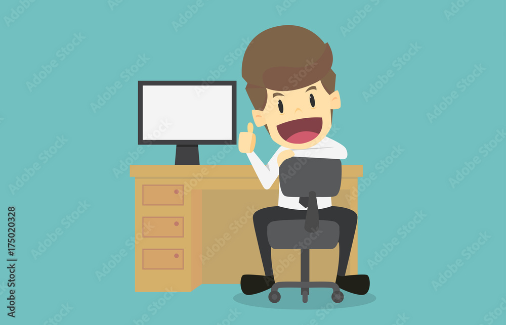 Businessman smiling and speaking,presenting with raising hand.Cartoon of business success is the concept of the man characters business, the mood of people, can be used as a banner.vector illustration Businessman smiling and speaking,presenting with raising hand.Cartoon of business success is the concept of the man characters business, the mood of people, can be used as a banner.vector illustration