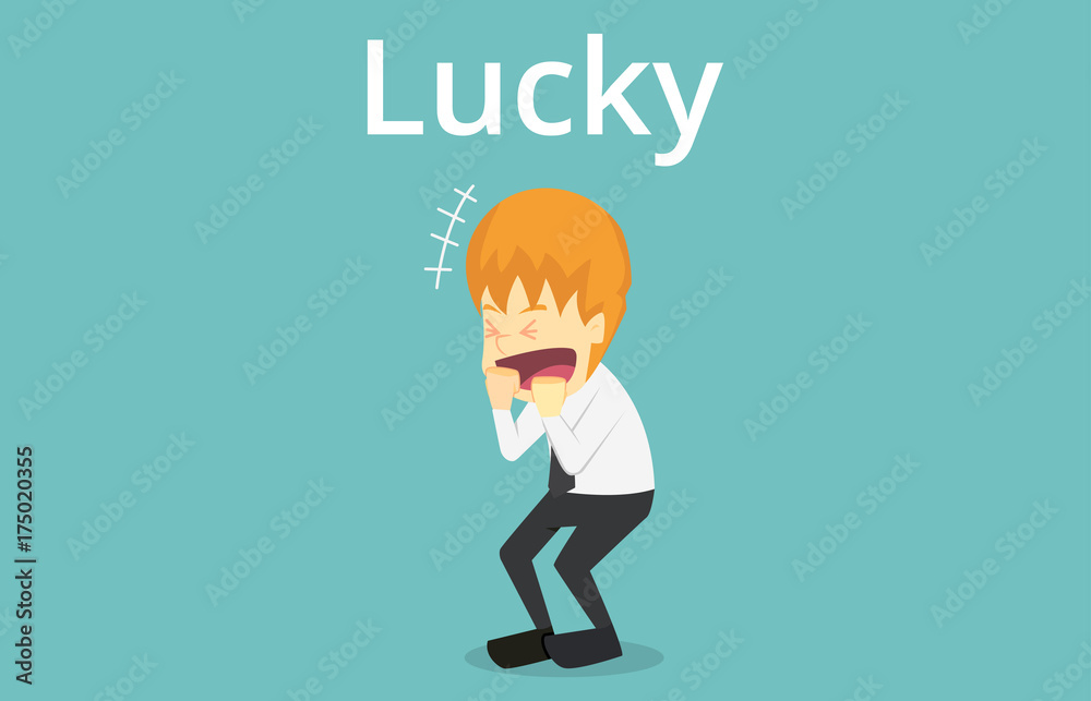 Lucky businessman.Cartoon of business success is the concept of the man characters business, the mood of people, can be used as a background, banner, infographics. vector illustration Lucky businessman.Cartoon of business success is the concept of the man characters business, the mood of people, can be used as a background, banner, infographics. vector illustration