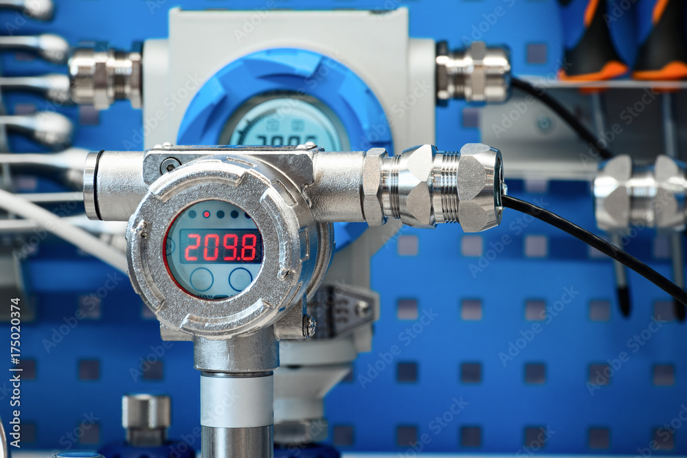 Electronic manometers. Modern instruments for measuring pressure. Stock Photo Adobe Stock