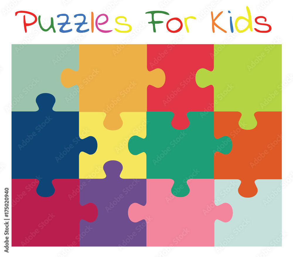 Vector colorful puzzles for kids