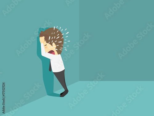 Businessman crying sad.Cartoon of business success is the concept of the man characters business, the mood of people, can be used as a background, banner, infographics. vector illustration