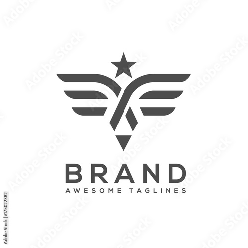 best simple Vector wings logo . Winged logo company and icon wing flying, eagle wing brand and logotype wing bird illustration