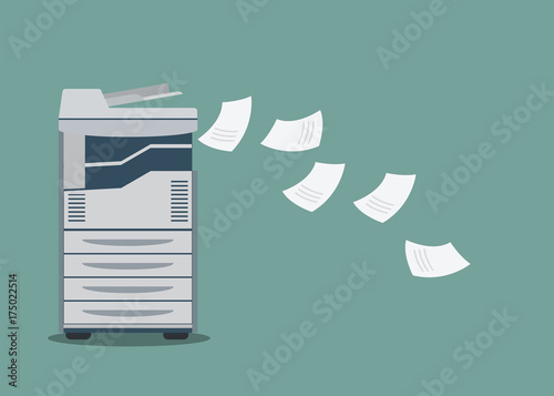 Working copier printer with paper document .