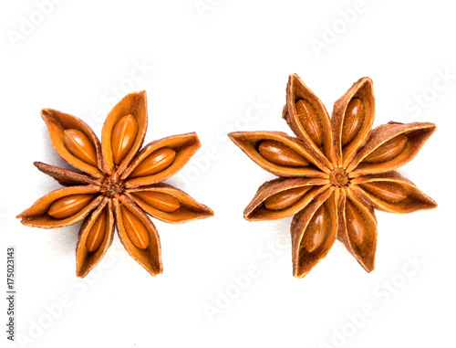 Close up the Anise Star on white background