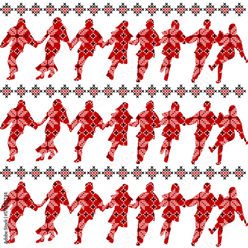 Ethnic ornament pattern with dancers