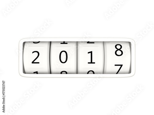 2018 New Year symbol isolated on white