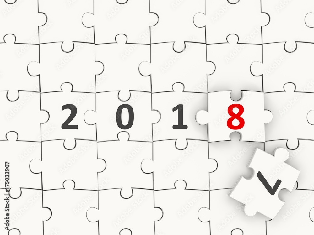 2018 New year symbol on puzzle 2018 New year symbol on puzzle