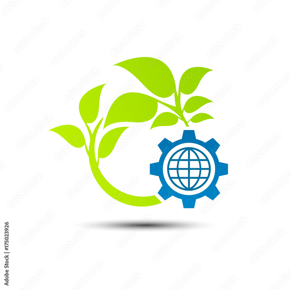 Eco technology and industry sign with shadow. Eco technology and industry sign with shadow.